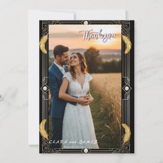 Vintage Glamor Art Mariage photo Carte de remercie