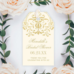 Vintage Glamour Elfenbein Gold Hochzeitsshower Geschenkanhänger