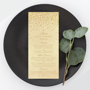 Vintage Glamour Gold Konfetti Hochzeitsmenü Werbekarte