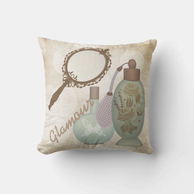 Vintage Glamour-Parfüme Kissen (Vorderseite)