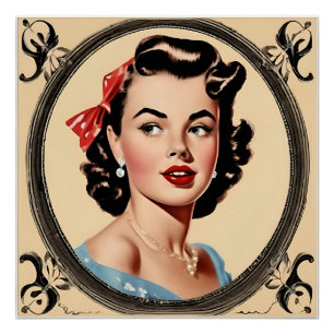 Vintage Glamour Retro Chic Mädchen Glänzendes Post Poster