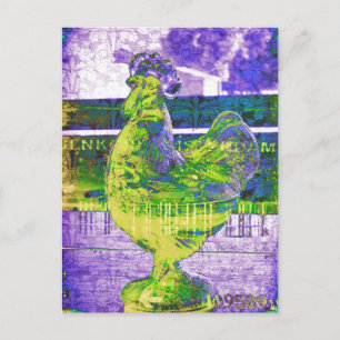 Vintage Glas Hahn 2 Postkarte