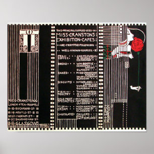 Vintage Glasgow School Style Menu von M. Mackintos Poster