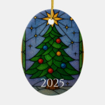Vintage Glasmalerei Weihnachtsbaum Kunstwerk