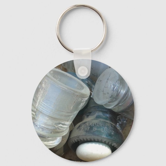 Vintage Glassulatoren und Türknopf Schlüsselanhänger (Vorderseite)