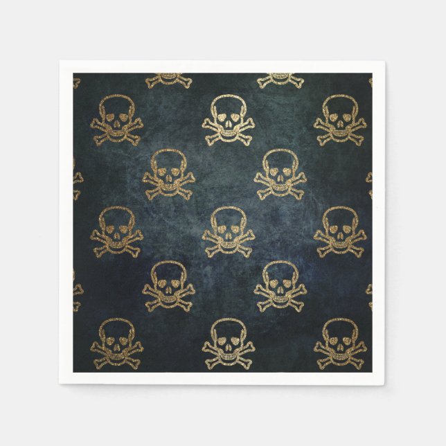 Vintage Glattlederschädel und -knochen Serviette (Vorderseite)
