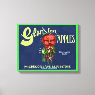 Vintage Glen Ian Äpfel Logo, Hooper, Washington, Leinwanddruck