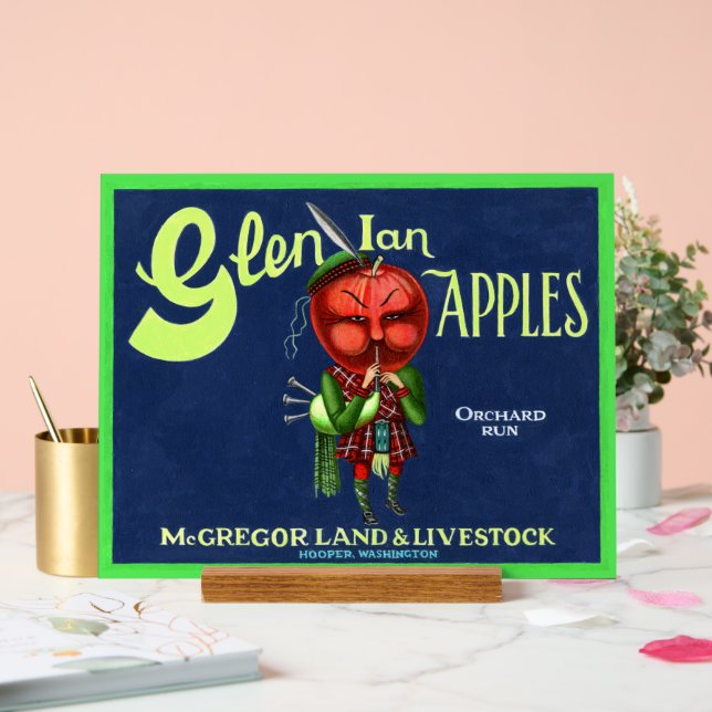 Vintage Glen Ian Apples Logo, Hooper, Washington, (Mariage)
