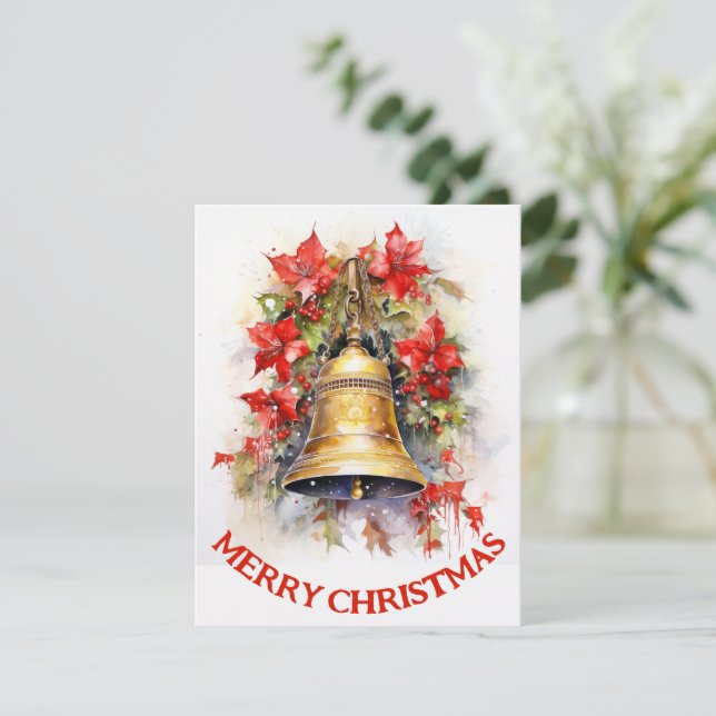 Vintage Glocke - Weihnachtskarte Feiertagskarte (Stehend Vorderseite)