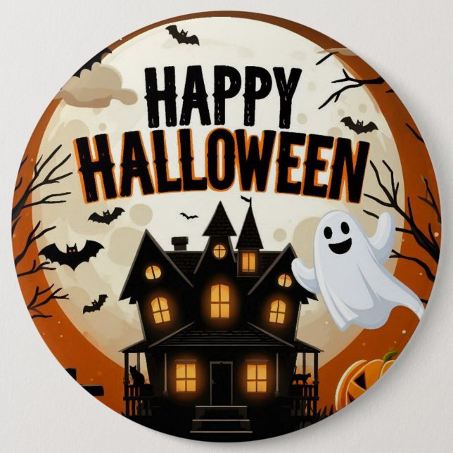 Vintage glückliche Halloween-Kunst Button (Vorderseite)