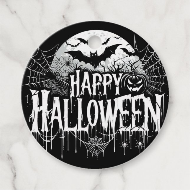 Vintage glückliche Halloween-Kunst Geschenkanhänger (Vorderseite)