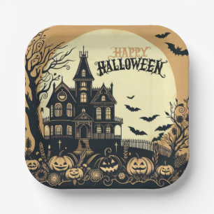 Vintage glückliche Halloween-Kunst Pappteller