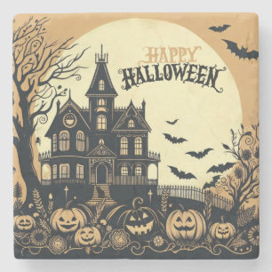 Vintage glückliche Halloween-Kunst Steinuntersetzer