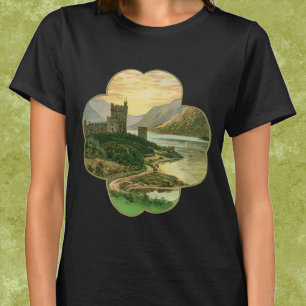 Vintage Glückskleeblatt mit irischer Burg T-Shirt