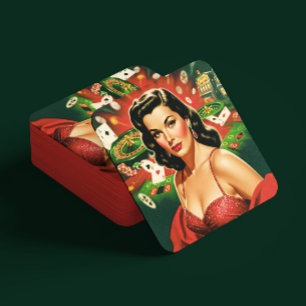 Vintage-Glücksspiel-Pin-up Rechteckiger Pappuntersetzer