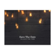 Vintage Glühbirnen Rustikales Holz Save the Date
