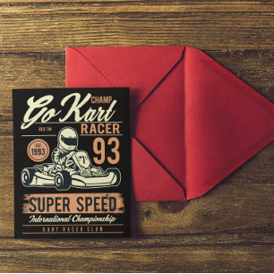 Vintage-Go-Kart-Rennen Retro Postkarte