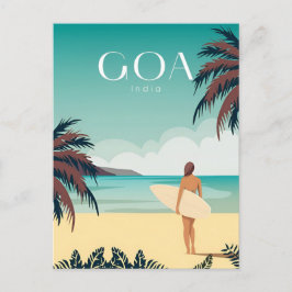 Vintage GOA, Indien Reisewasserfarbenretro Postkarte