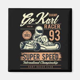 Vintage-Gokart-Rennen Magnet