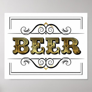Vintage Gold BIER Schild Druck