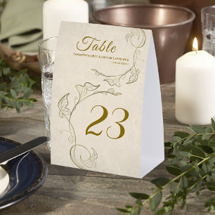 Vintage Gold Botanische Hochzeitstischkarte Tischaufsteller