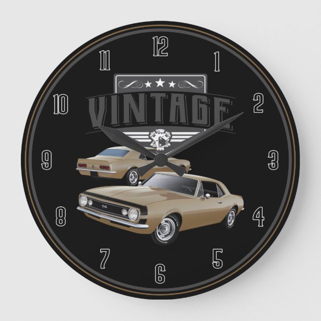 Vintage Gold Camaro Large Clock Große Wanduhr (Vorderseite)