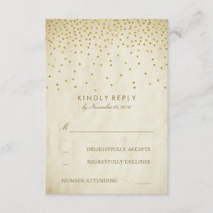 Vintage Gold Confetti Élégant Mariage Cartes RSVP