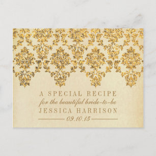 Vintage Gold Damask Brautparty Empfehlungskarten Einladungspostkarte