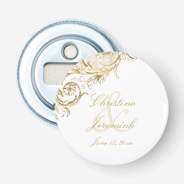 Vintage Gold Floral Damask Script-Namen Hochzeit Flaschenöffner