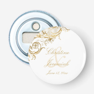 Vintage Gold Floral Damask Script-Namen Hochzeit Flaschenöffner