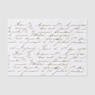 Vintage Gold-Französisch-Script-Handschrift-Curry Seidenpapier
