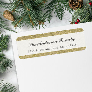 Vintage-Gold-Glitter-Weihnachts-Rücksendeadresse