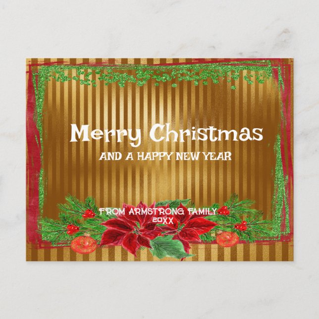 Vintage Gold Holiday Postkarte - individuell anpas (Vorderseite)