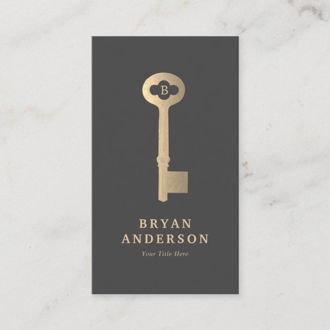 Vintage Gold Key-Visitenkarte Visitenkarte (Vorderseite)