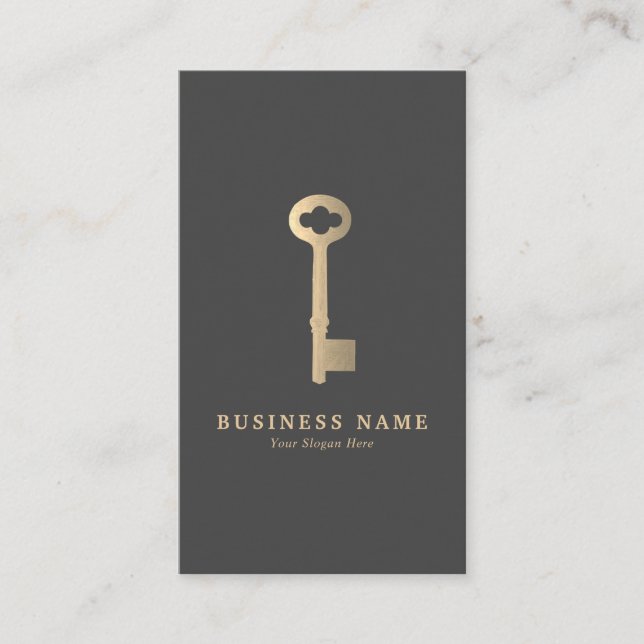 Vintage Gold Key-Visitenkarte Visitenkarte (Vorderseite)