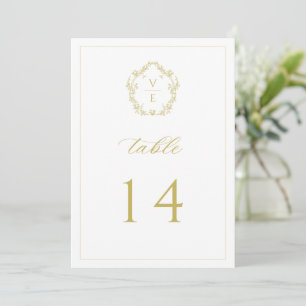 Vintage-Gold-Monogrammwappen-Hochzeitstischnummer Programm