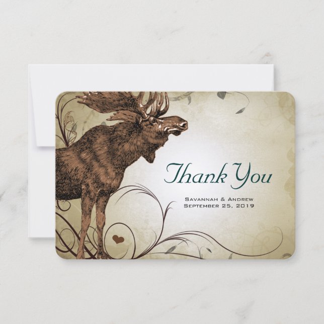 Vintage Gold Moose Mariage Merci Cartes (Devant)