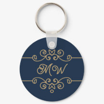 Vintage Gold & Navy Blau Elegantes Monogramm mit B