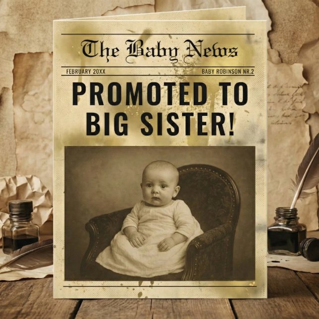 vintage gold Newspaper Pregnancy Announcement Karte (Von Creator hochgeladen)