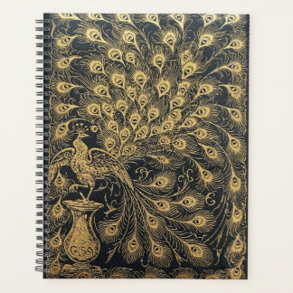 Vintage-Gold-Pfau-Luxus-Spiralblock-Journal Planer