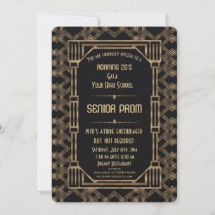 Vintage Gold Schwarz Great Gatsby 1920er Abschluss Einladung