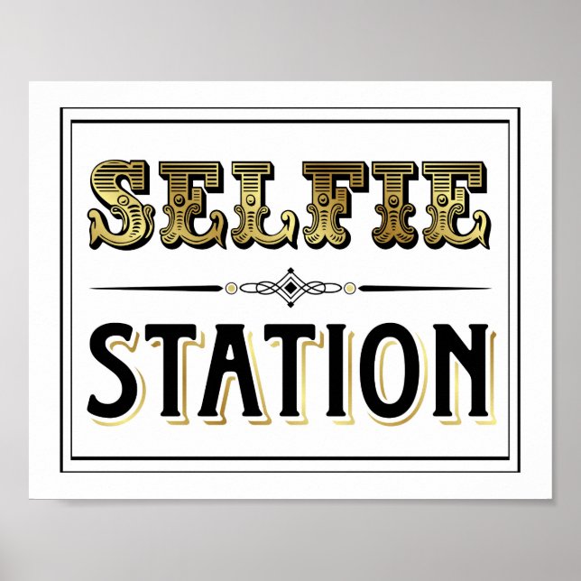 Vintage Gold-SELFIE-STATION-Beschriftung Poster (Vorne)