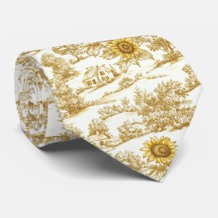 Vintage Gold Sonnenblume Botanical Toile-Muster Krawatte