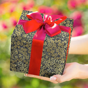 Vintage-Gold-Swirbelmuster Luxus Anthrazitgrau Geschenkpapier