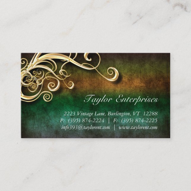 Vintage Gold Swirl Business Card Visitenkarte (Vorderseite)