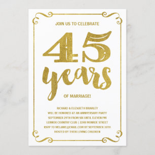 Vintage-Gold-Typografie zum 45. Jubiläum Einladung