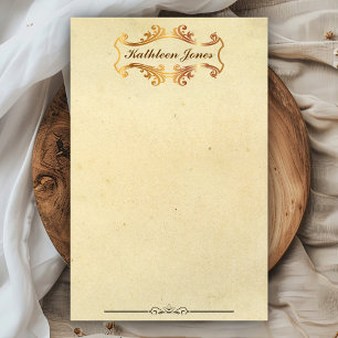 Vintage Gold Verziert Benutzerdefinierter Name Briefpapier