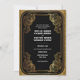 Vintage Gold Western Cowboy Hochzeitseinladung Einladung
