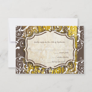 Vintage Goldbarnholz-Hochzeit RSVP Karte
