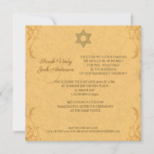 Vintage Goldbrokade Jüdische Hochzeit Einladung